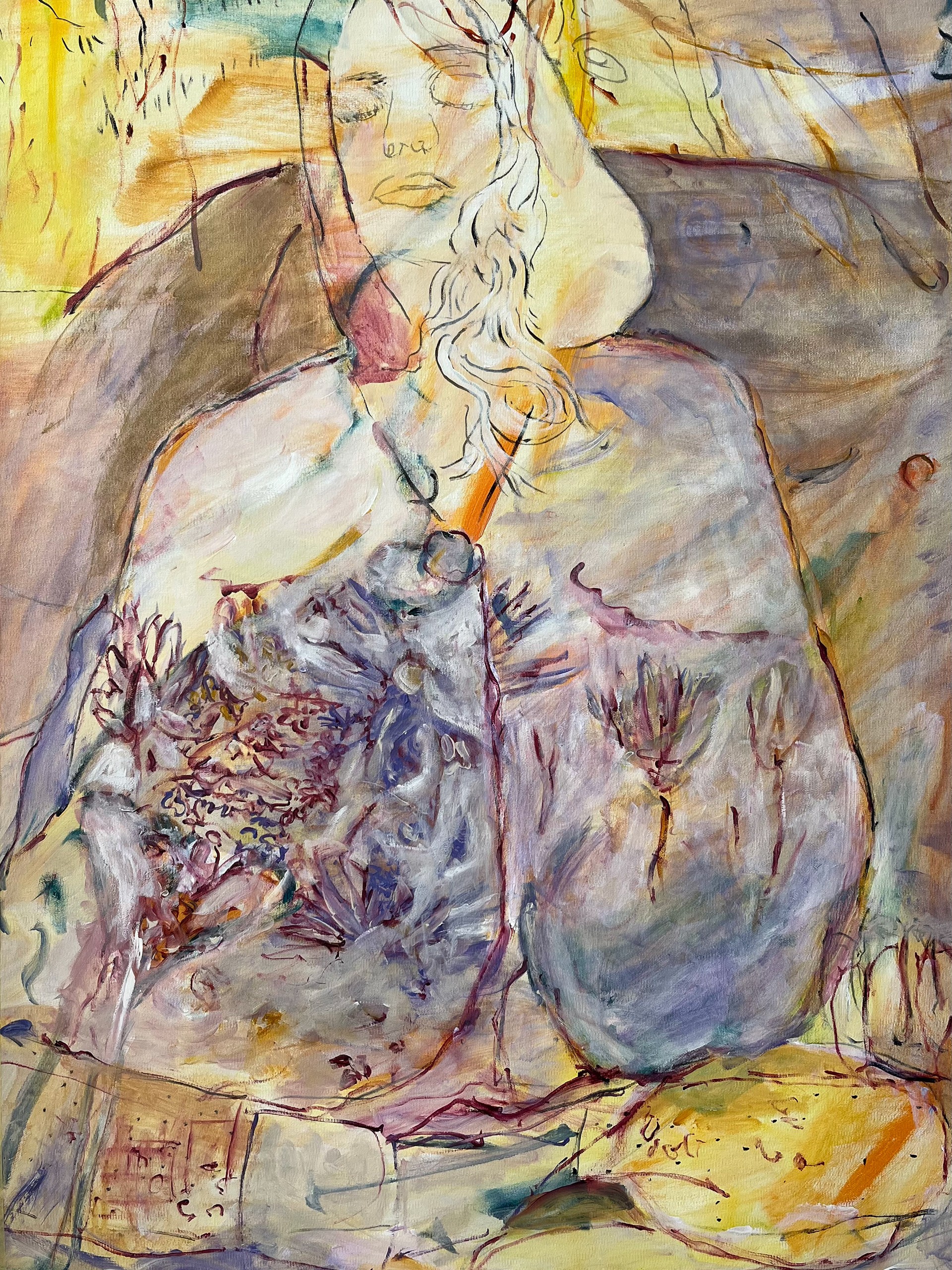 Gitte Husmer, Fullmoon fruit 29, Akryl på lærred, kvinde kunst , kunst på vægen, Galleri væg, indretning, Vesterbro , kunst til salg, vores kunst, samtidskunst, Artlightcph, kunst , Drømme,